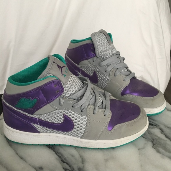 Jordan Shoes - Air Jordan 1 Phat teal grey purple shiny sneakers